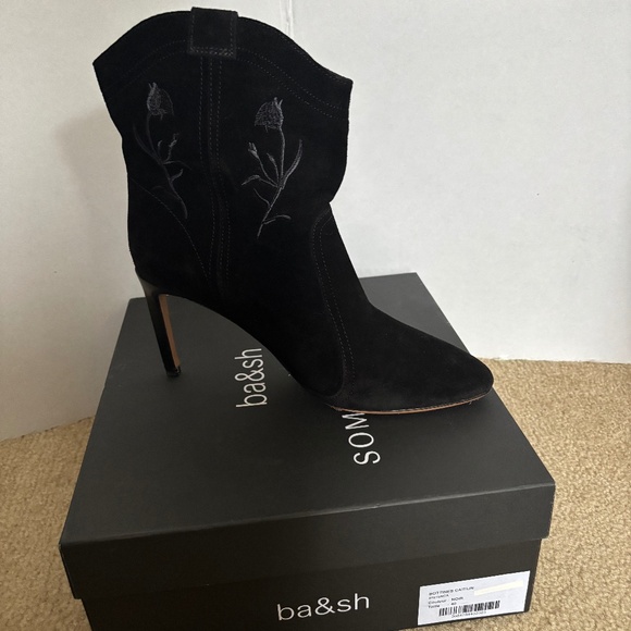Ba&Sh, Caitlin Suede High Heel Ankle Boots, Noir, Size 40 (US 9), $200 - Picture 4 of 4